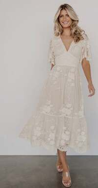 Baltic Born Clarisa Lace Midi Dress in Vintage Cream